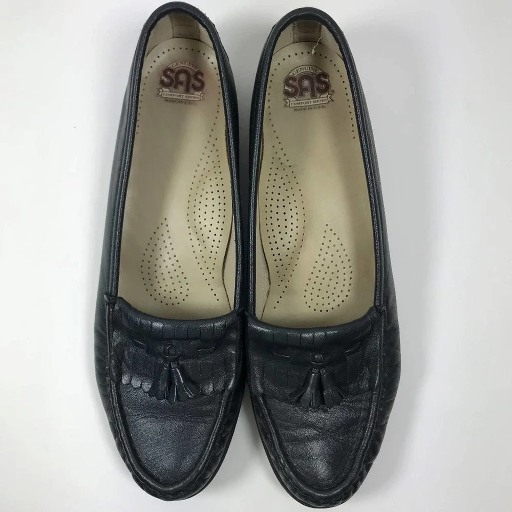 SAS Comfort Tassel Loafers Shoes Flats Moccasin Casual Slip On Navy 8.5 - Picture 2 of 8